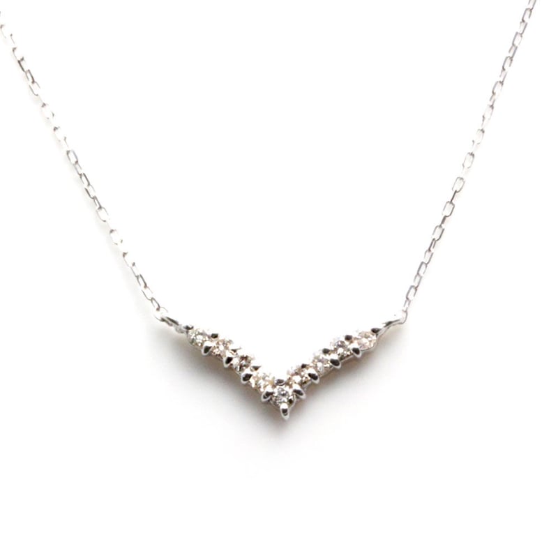 Vラインダイヤモンドネックレスk18WG | Littluz online store