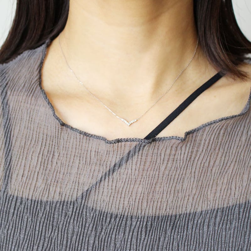 Vラインダイヤモンドネックレスk18WG | Littluz online store
