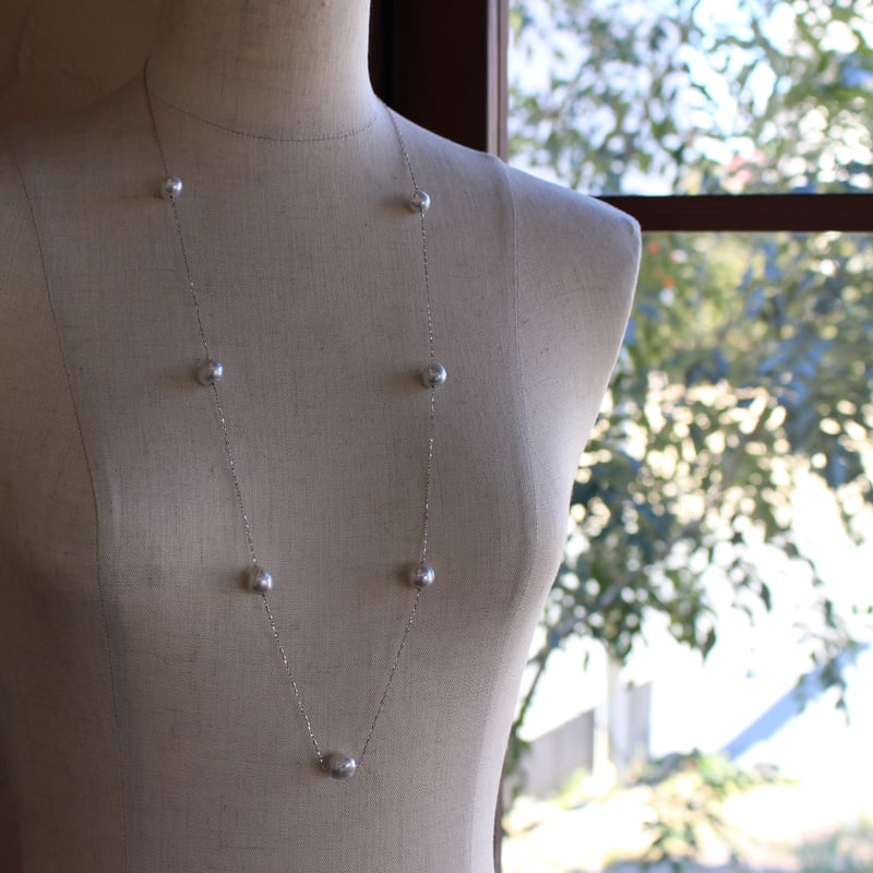 南洋真珠 ステーションネックレス SV金具 スピネル 18705309 南洋真珠