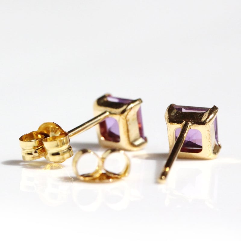 バゲットカットのアメジストピアス k18 | Littluz online store