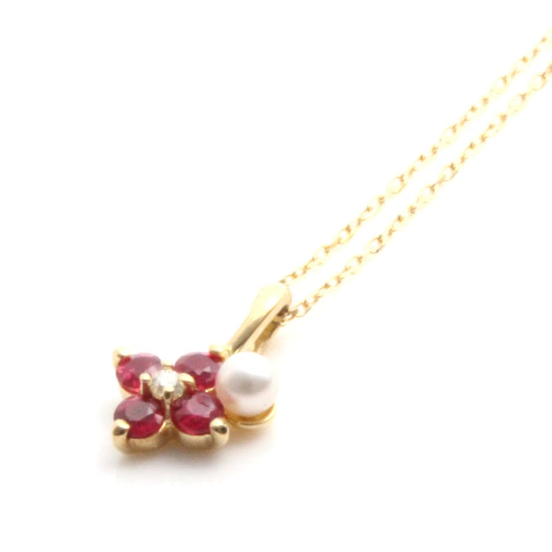 ルビー&ベビーパールネックレス k18 | Littluz online store