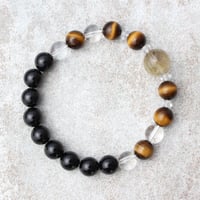 ルチルクォーツ.タイガーアイ.オニキス.水晶<Lサイズ天然石ブレスレット>