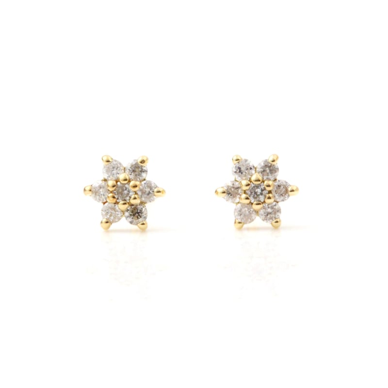 ダイヤモンドフラワーピアス k18 | Littluz online store