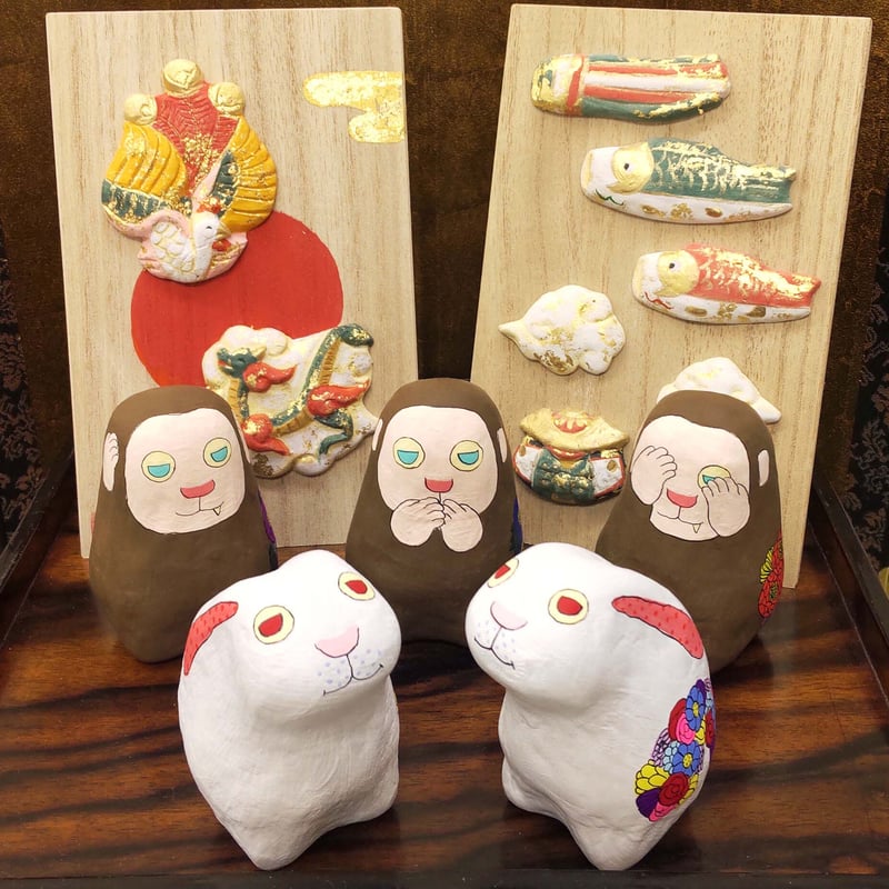 ふくちあやこ 張り子「3猿」 | 恵埜画廊STORE