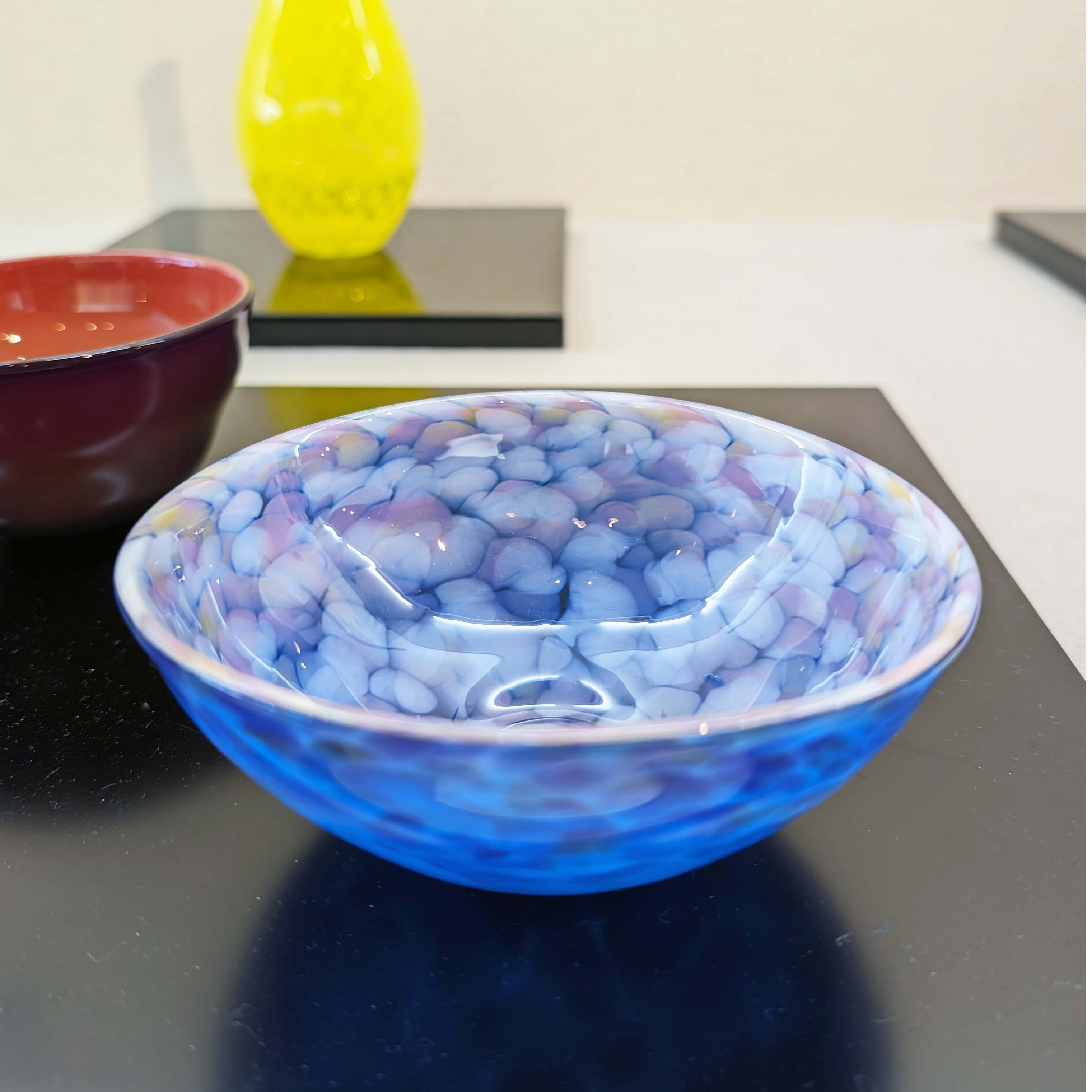 迫二郎　花器　青　楕円　ガラス製 original