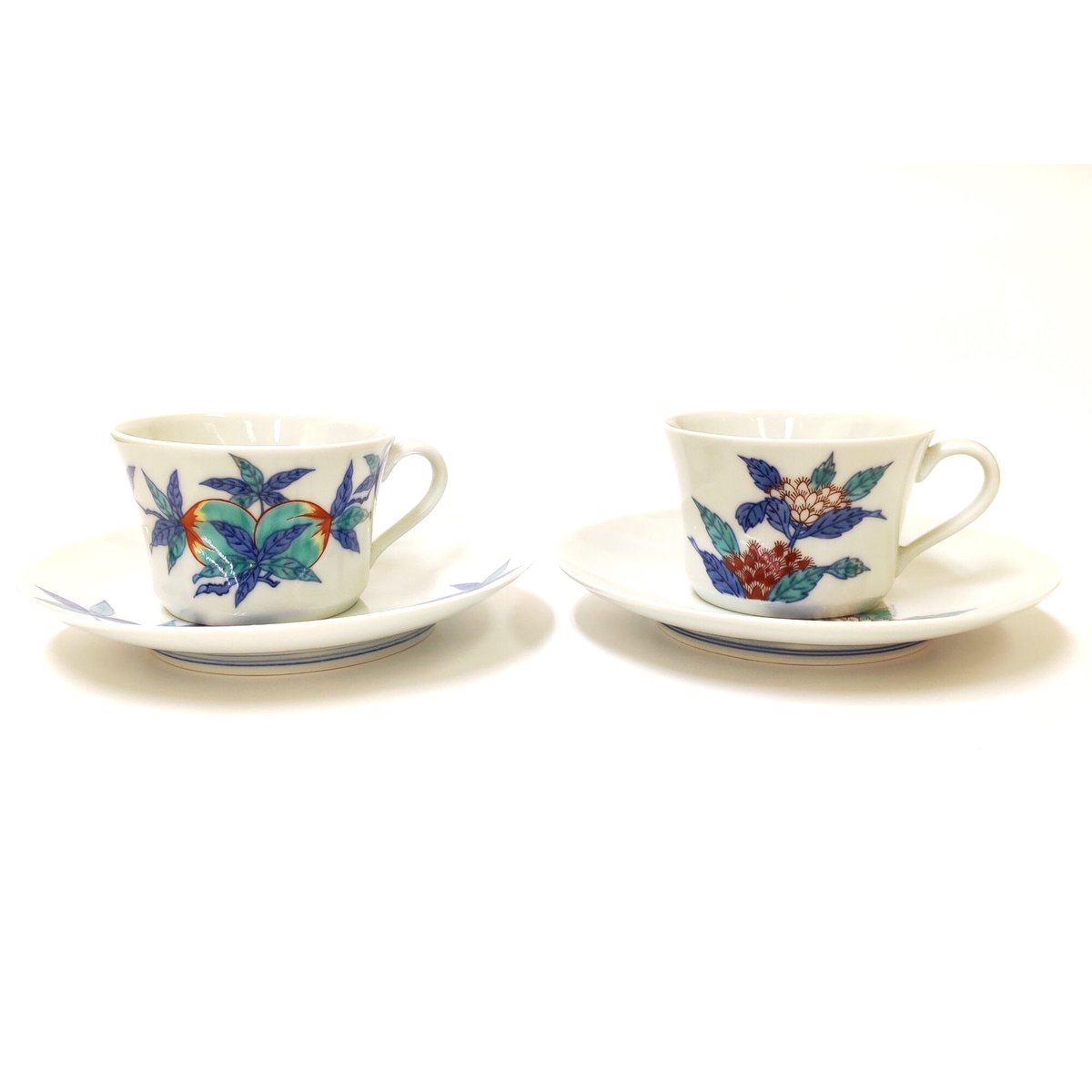 今泉今右衛門 「錦絵変り紅茶碗」桃・藤袴絵 2ツ組 | 恵埜画廊STORE