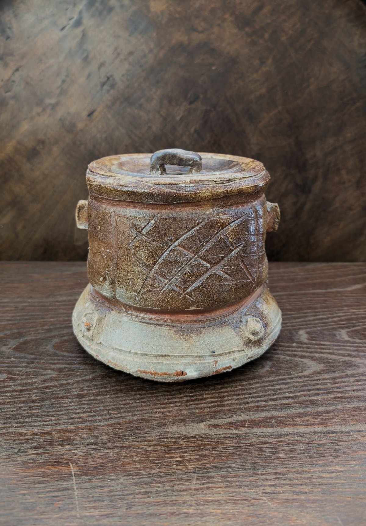 信楽焼 Shigaraki 耳付水指 Water Jar 井村侊生 M03 永江俊昭「信楽耳付累坐水指」”Shigaraki Mizusashi；a container