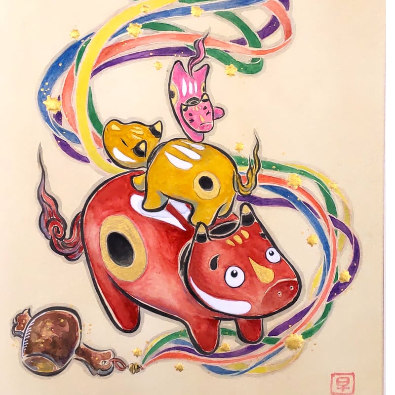 金子美早紀 「赤べこ・福かさね」 | 恵埜画廊STORE