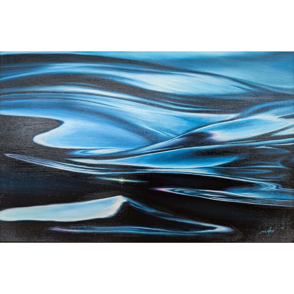 大根田真「波の絵」油彩画・額装込 | 恵埜画廊STORE