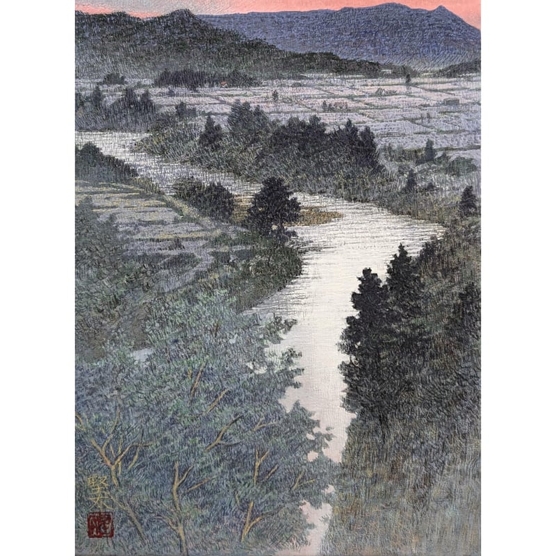 鬼塚堅太「最上川蛇行」F4・額装込 | 恵埜画廊STORE