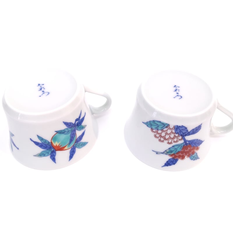 今泉今右衛門 「錦絵変り紅茶碗」桃・藤袴絵 2ツ組 | 恵埜画廊STORE