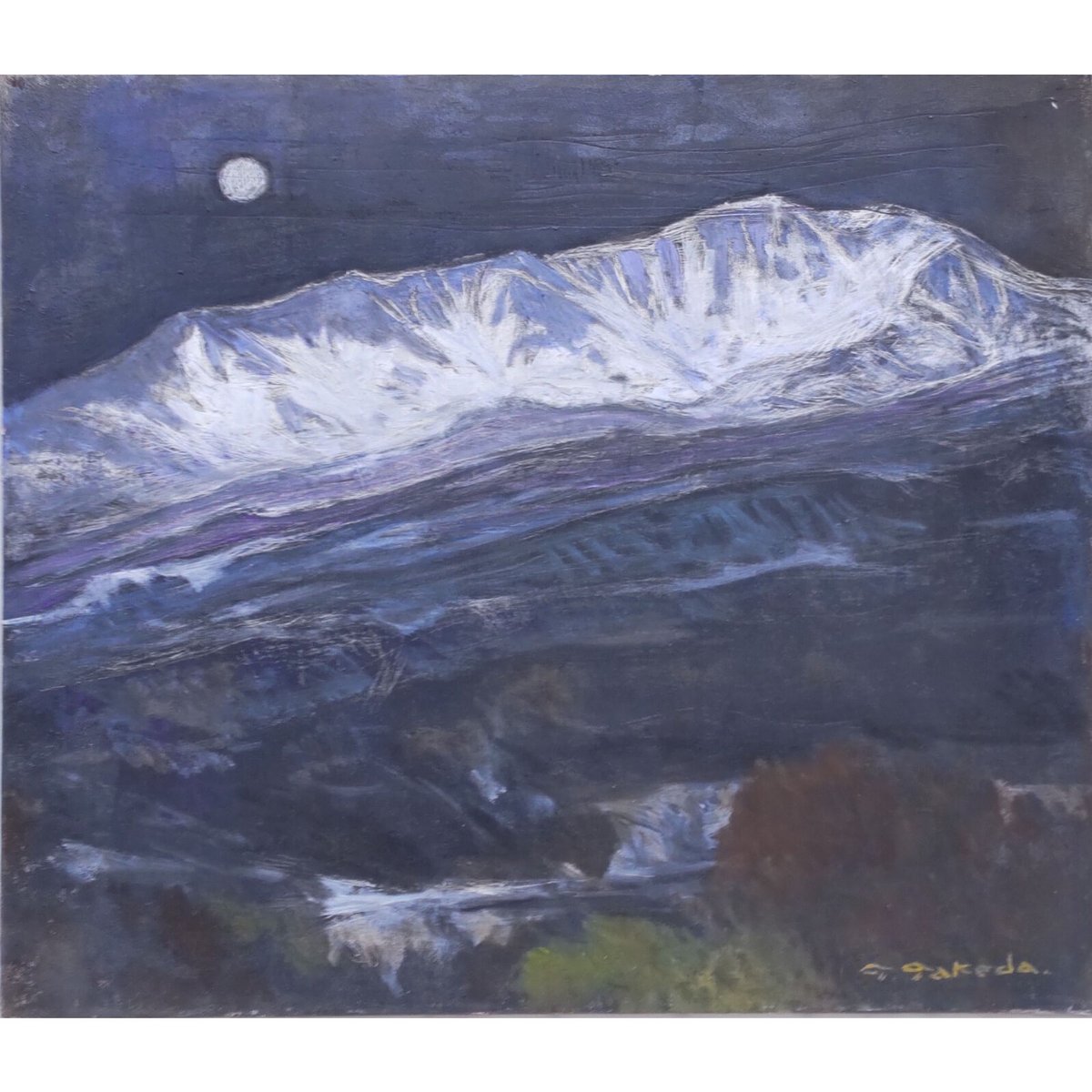 武田敏雄「月山残雪(六十里越)」油彩 | 恵埜画廊STORE