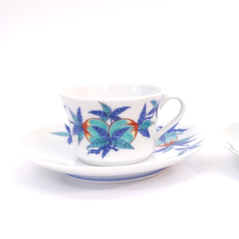 今泉今右衛門 「錦絵変り紅茶碗」桃・藤袴絵 2ツ組 | 恵埜画廊STORE