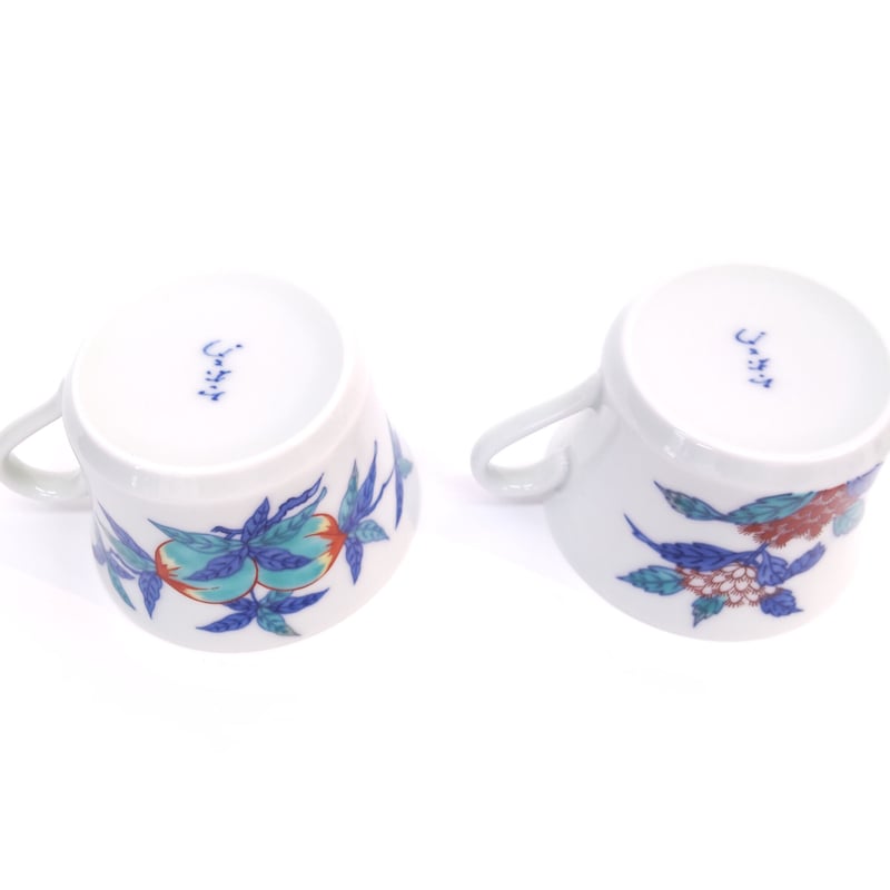今泉今右衛門 「錦絵変り紅茶碗」桃・藤袴絵 2ツ組 | 恵埜画廊STORE
