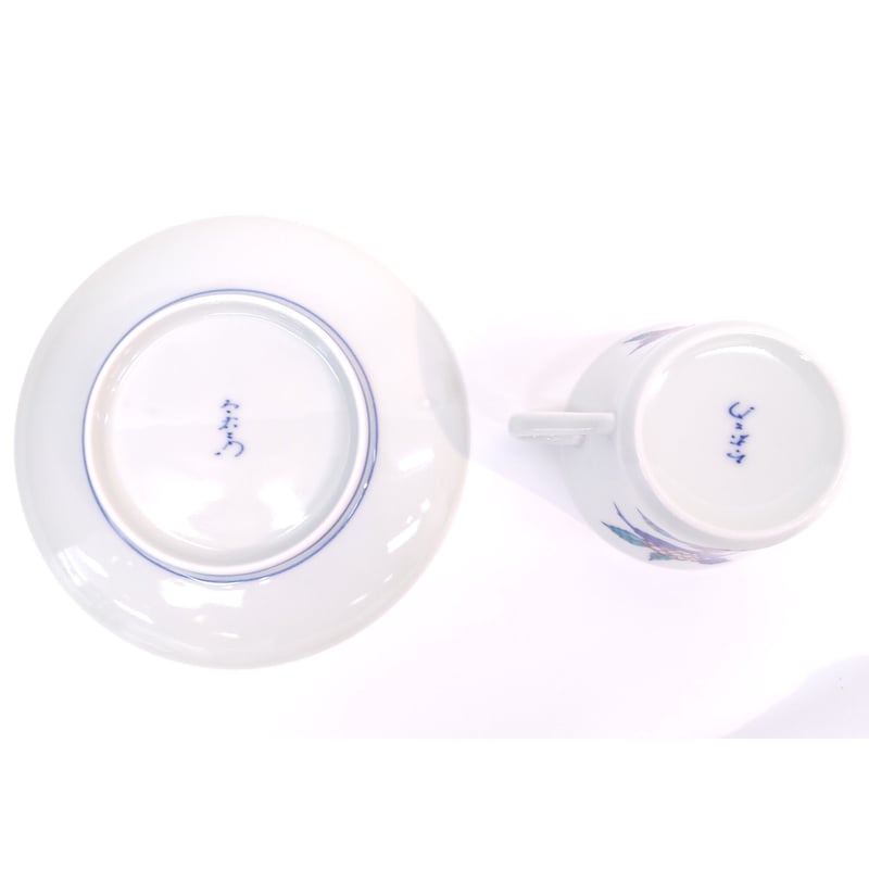 今泉今右衛門 「錦絵変り紅茶碗」桃・藤袴絵 2ツ組 | 恵埜画廊STORE