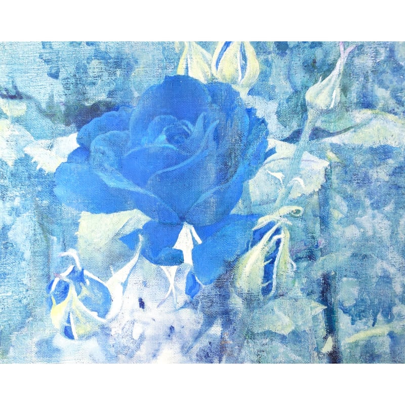 ホワイトタイガーと青いバラの絵画 ホワイトタイガー（パステル画 原画） 絵画 にゃんずら 通販