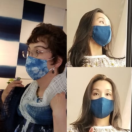 渡辺洋美　リトアニアリネン100％　本藍染マスク