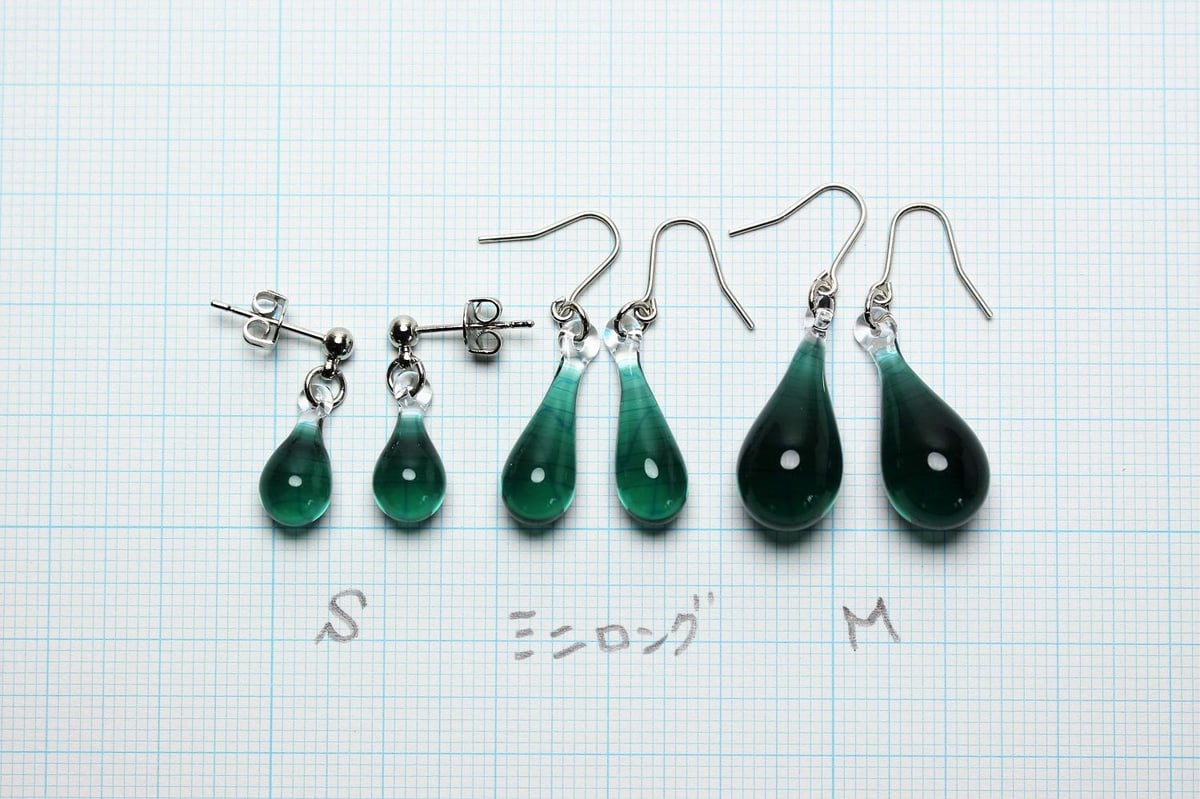 guridrops】しずくピアス／イヤリング(M)Teal Green | ぐり工房 Onl