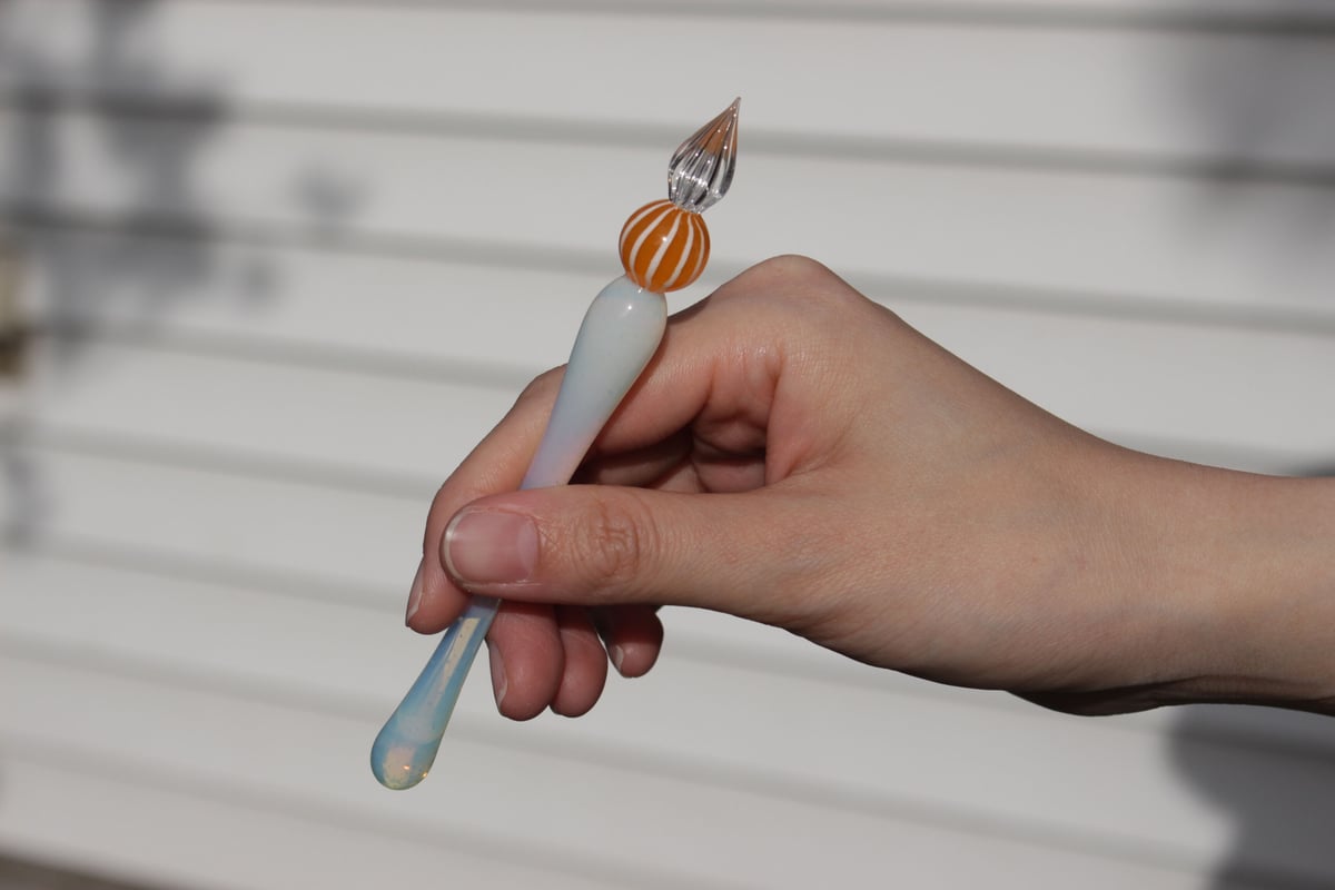 ガラスペン　ガラス工房LUC オレンジ ストライプキャンディガラスペン (オレンジ) | ぐり工房 Online Shop