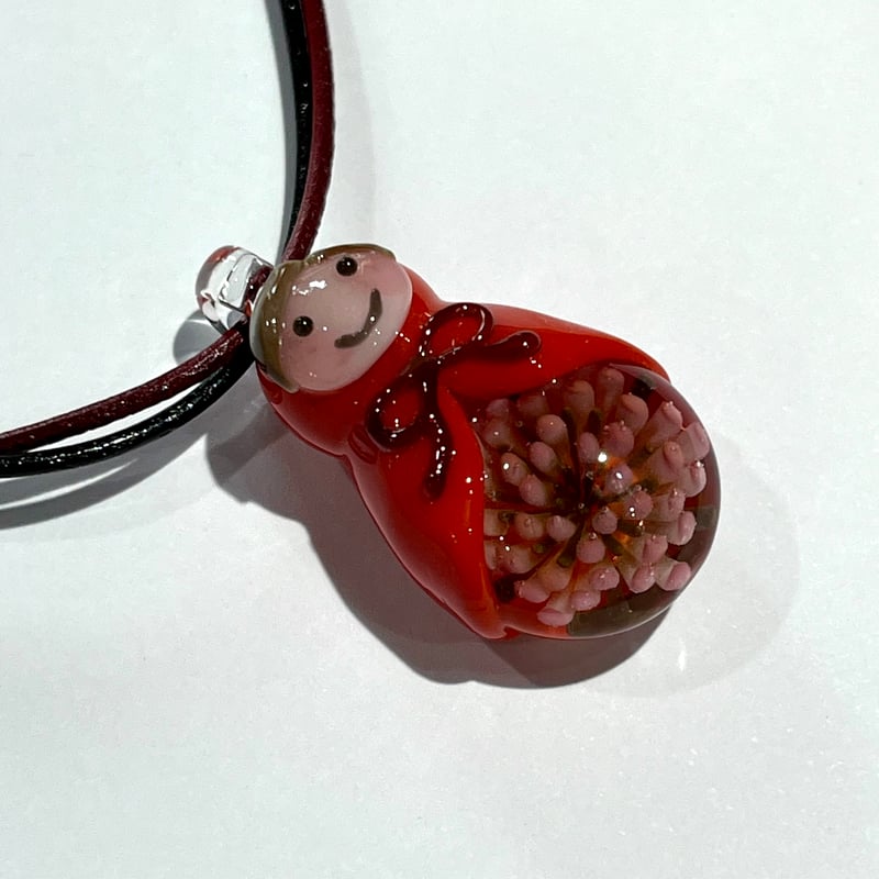 高級マトリョーシカ　赤いプラトーク 現品】マトリョーシカチョーカー(赤／ピンクの八重の花) | ぐり