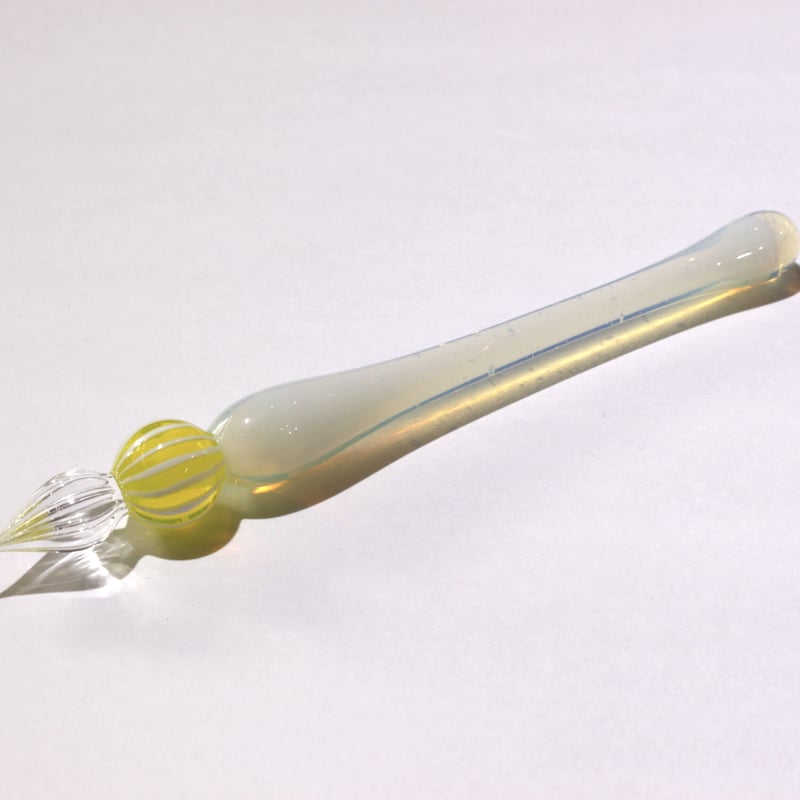 ストライプキャンディガラスペン (レモン) | ぐり工房 Online Shop