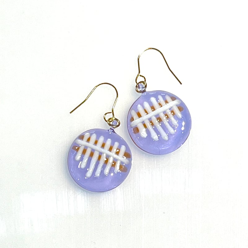 カリンバ♪ガラスピアス／イヤリング(丸形/Purple) | ぐり工房 Online Shop