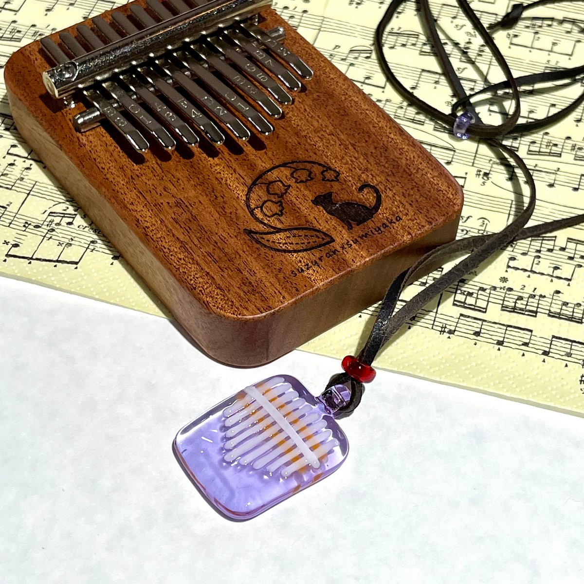 カリンバ♪ガラスペンダント(角形/Purple) | ぐり工房 Online Shop
