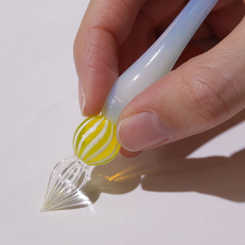 ストライプキャンディガラスペン (レモン) | ぐり工房 Online Shop