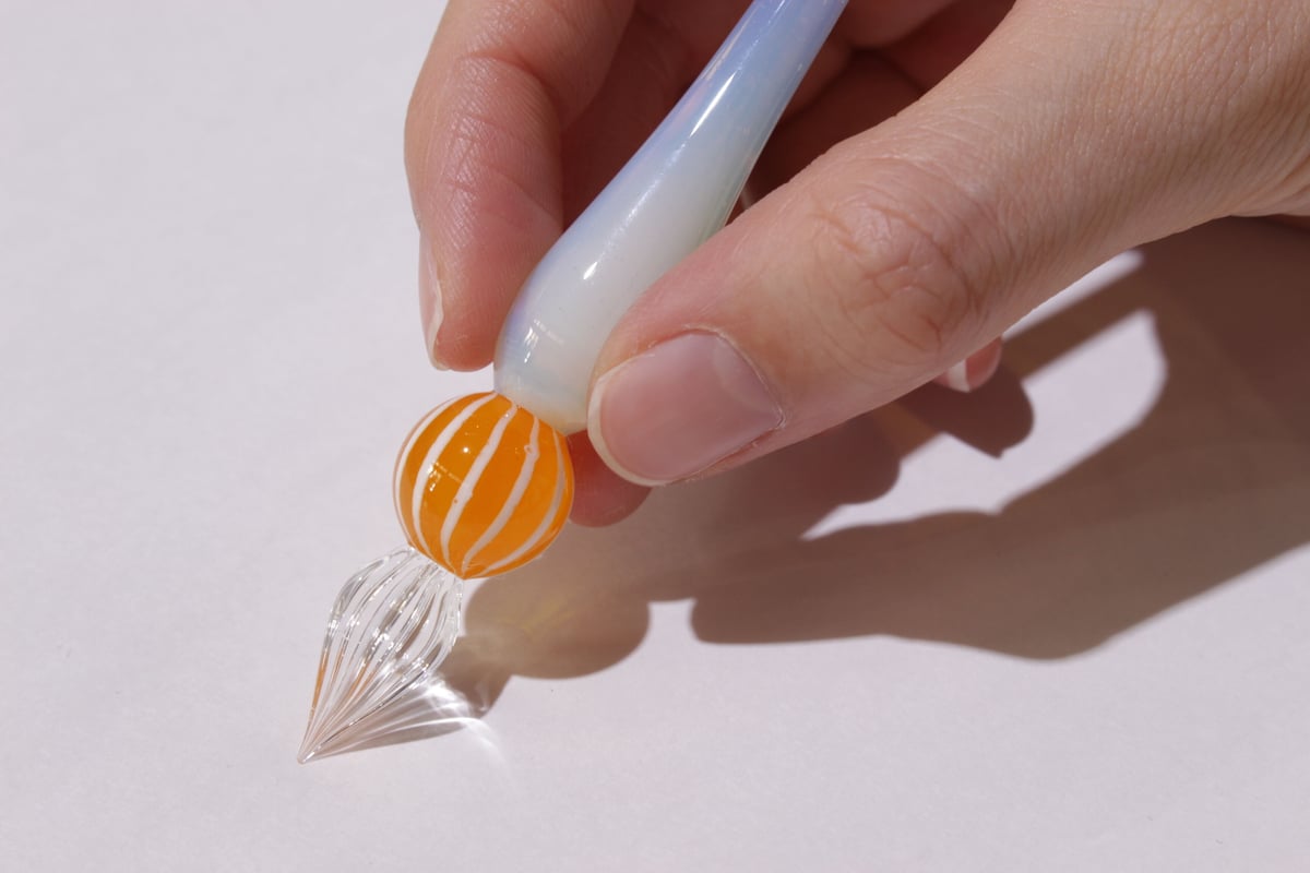 ガラスペン　ガラス工房LUC オレンジ ストライプキャンディガラスペン (オレンジ) | ぐり工房 Online Shop