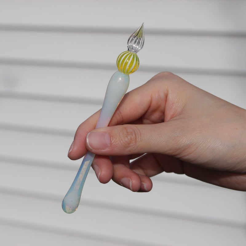 ストライプキャンディガラスペン (レモン) | ぐり工房 Online Shop