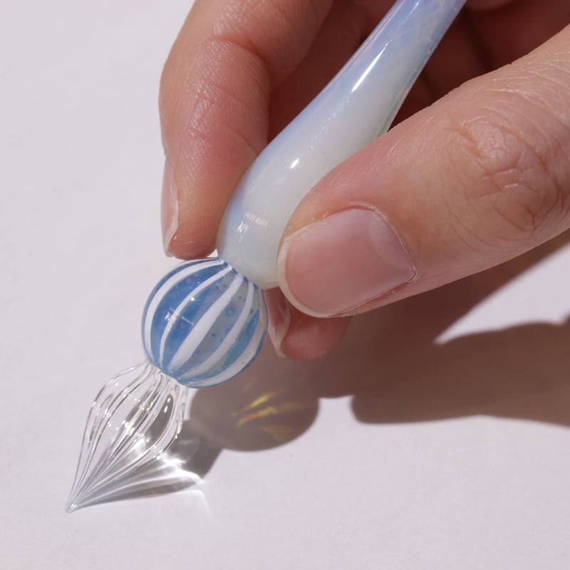 ストライプキャンディガラスペン (ソーダ) | ぐり工房 Online Shop