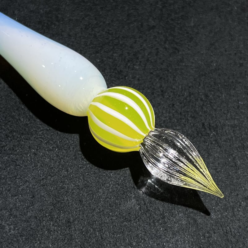 ストライプキャンディガラスペン (レモン) | ぐり工房 Online Shop