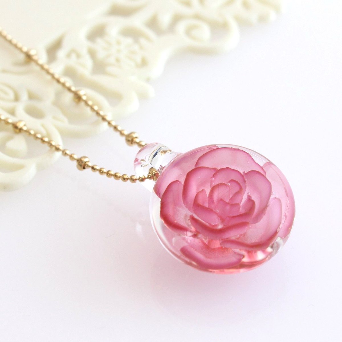 guridrops】水中花ネックレス(バラ/Pink) | ぐり工房 Online Shop guridrops】水中花ネックレス(バラ/Pink) | ぐり工房 Online Shop