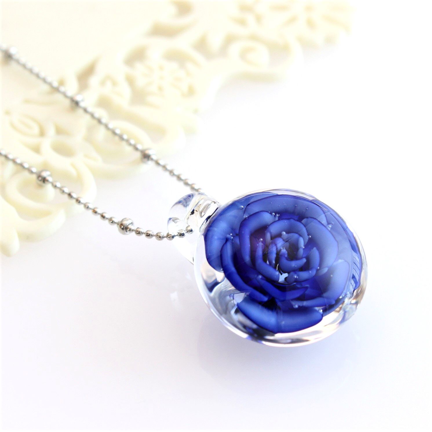 guridrops】水中花ネックレス(バラ/Blue) | ぐり工房 Online Shop