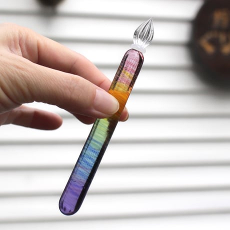 Rainbowショートスティックガラスペン (Pink→Purple)