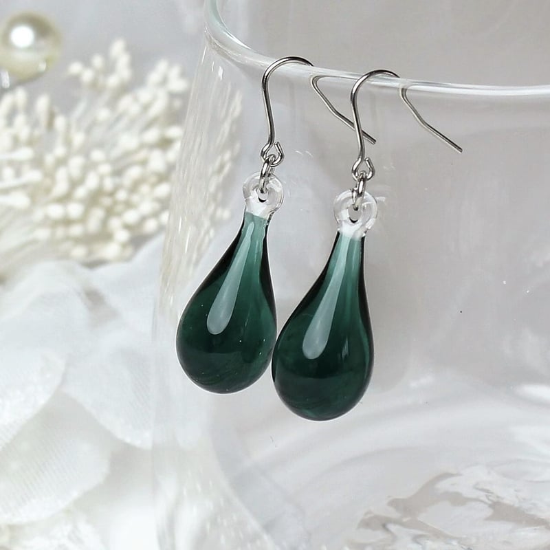 guridrops】しずくピアス/イヤリング(M)Teal Green | ぐり工房 guridrops】しずくピアス/イヤリング(M)Teal Green | ぐり工房