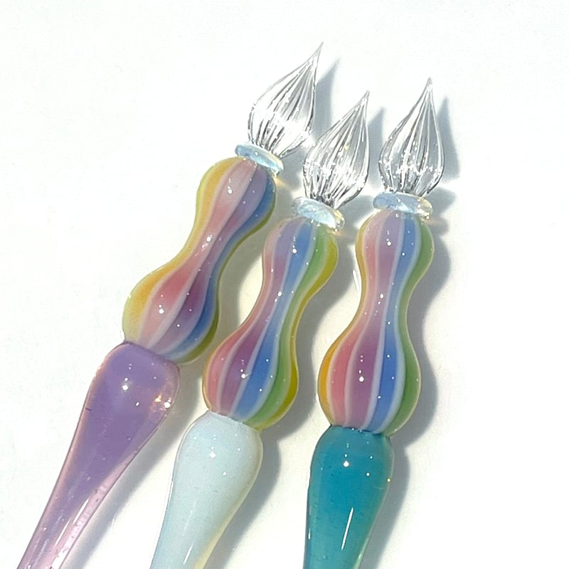 色花硝子 ゆめかわ ガラスペン 文房具 『AZONXガラスペン キューブ ブルー AX-8505』 画材,ペン