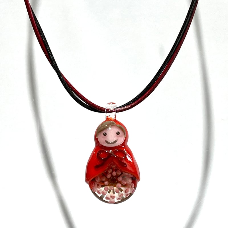 高級マトリョーシカ　赤いプラトーク 現品】マトリョーシカチョーカー(赤／ピンクの八重の花) | ぐり