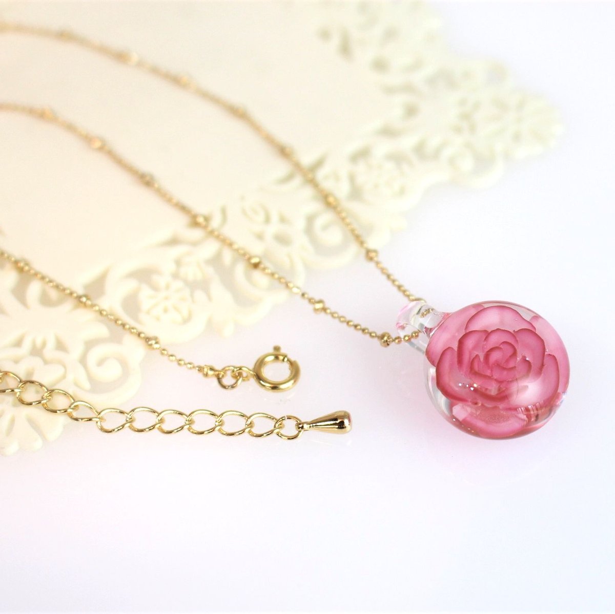 guridrops】水中花ネックレス(バラ/Pink) | ぐり工房 Online Shop