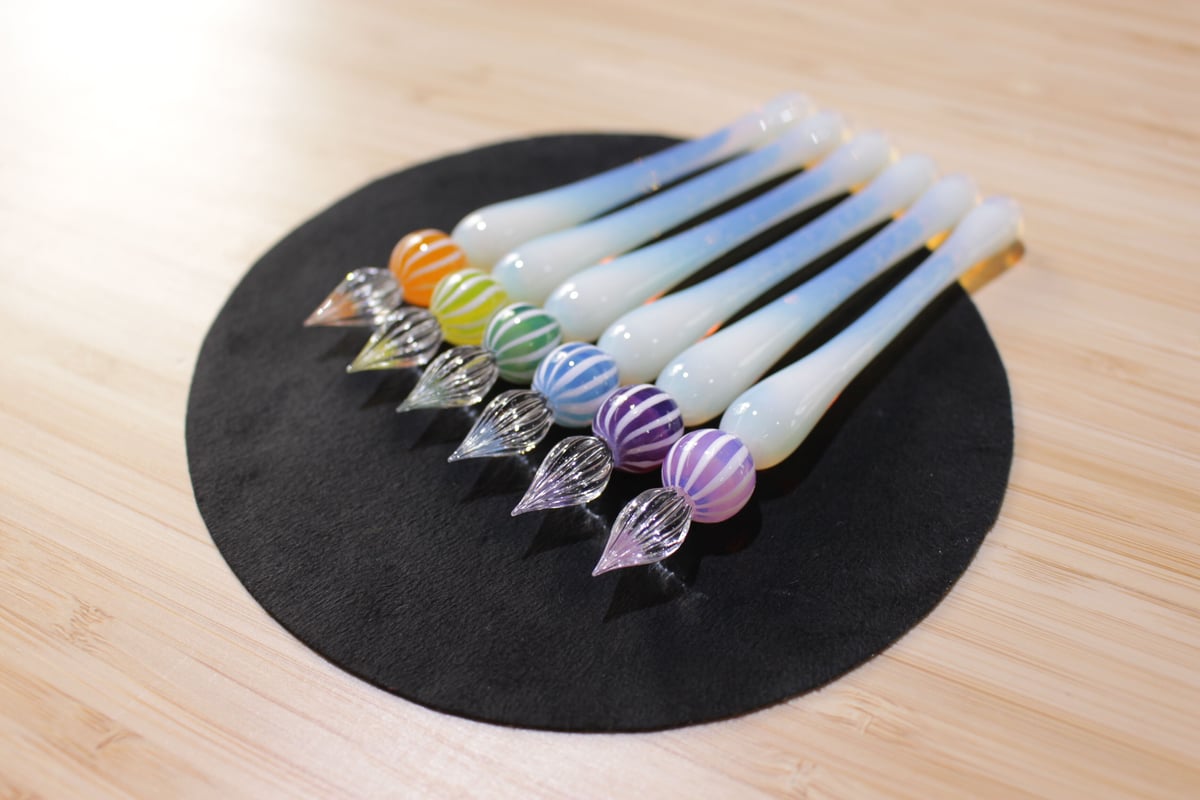 ストライプキャンディガラスペン (ソーダ) | ぐり工房 Online Shop
