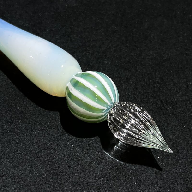 ストライプキャンディガラスペン (メロン) | ぐり工房 Online Shop