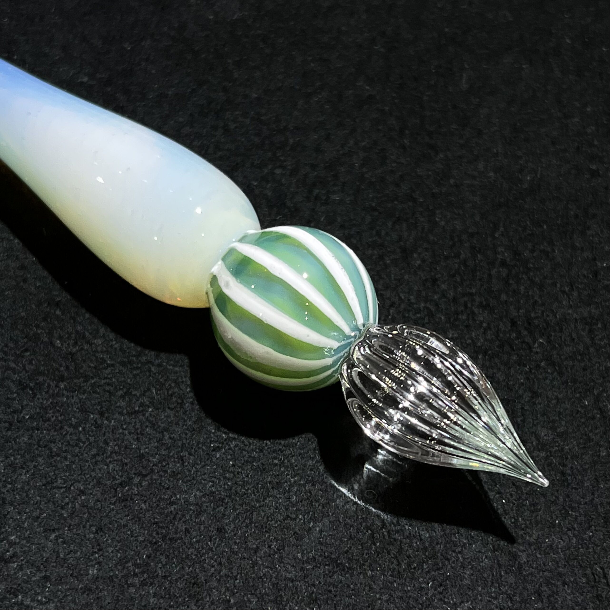 ストライプキャンディガラスペン (メロン) | ぐり工房 Online Shop