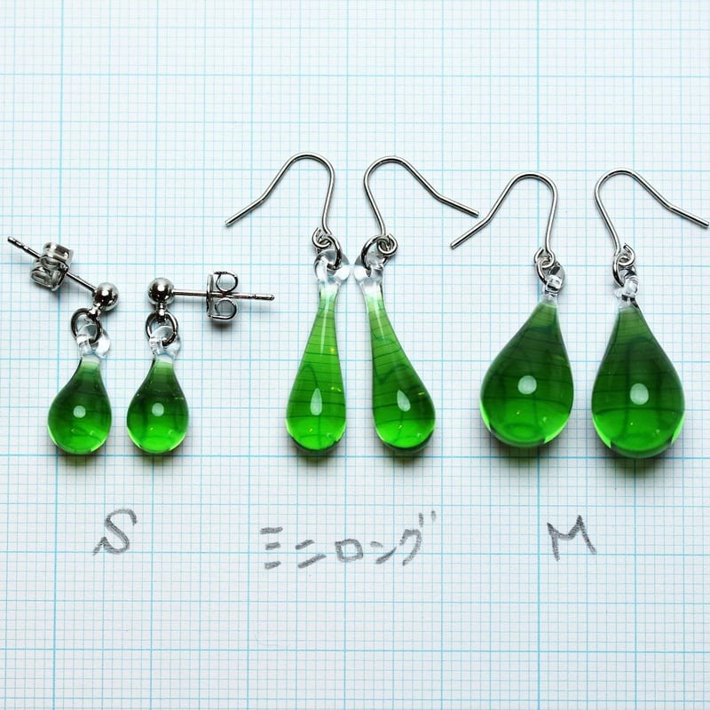 guridrops】しずくピアス/イヤリング(M)Green | ぐり工房 guridrops】しずくピアス/イヤリング(M)Green | ぐり工房