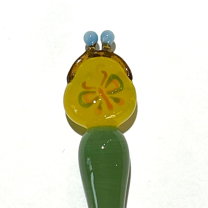 がま口ガラスペン(黄色に蝶) | ぐり工房 Online Shop