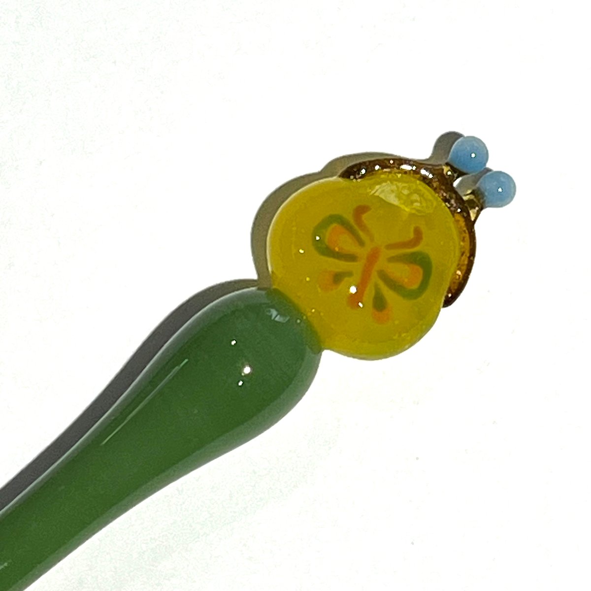 がま口ガラスペン(黄色に蝶) | ぐり工房 Online Shop