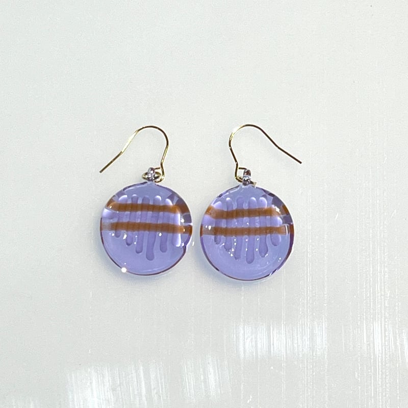 カリンバ♪ガラスピアス／イヤリング(丸形/Purple) | ぐり工房 Online Shop