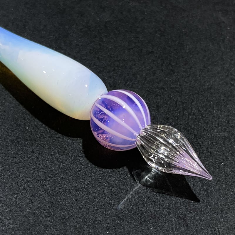 ストライプキャンディガラスペン (ピーチ) | ぐり工房 Online Shop