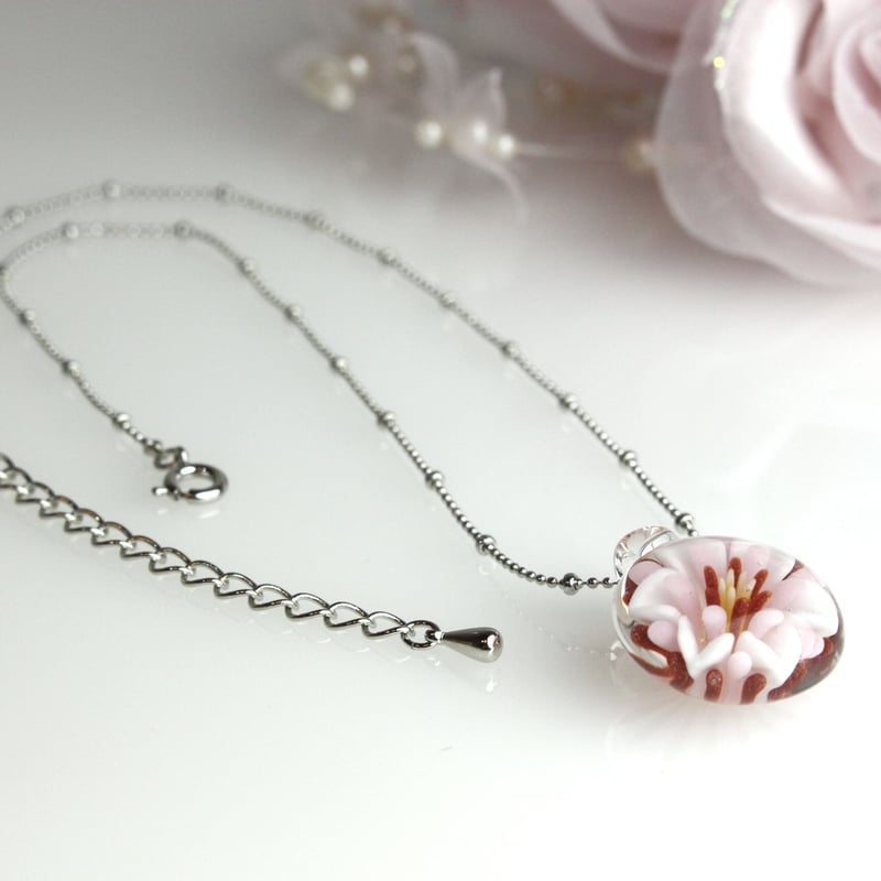 guridrops】水中花ネックレス(雪の花/Pink) | ぐり工房 Online Shop