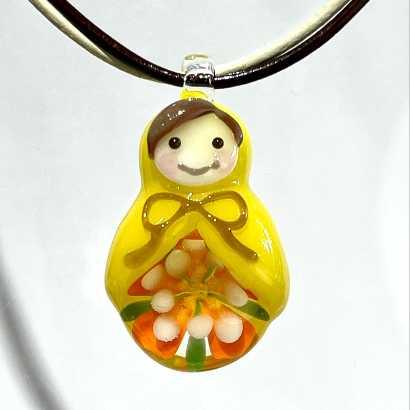 現品】マトリョーシカチョーカー(黄色／オレンジの花) | ぐり工房