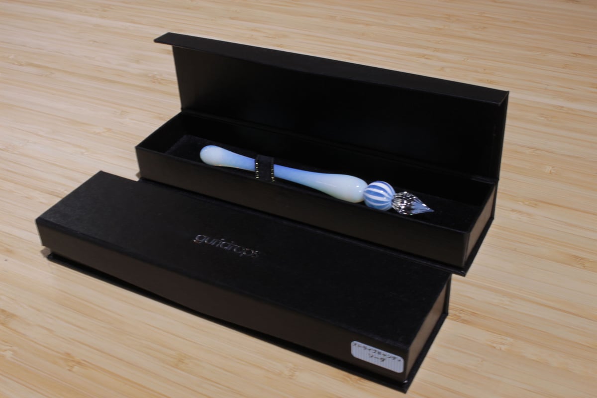 ストライプキャンディガラスペン (ソーダ) | ぐり工房 Online Shop